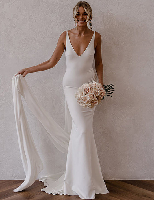 Robe de mariée bohémienne simple et sirène