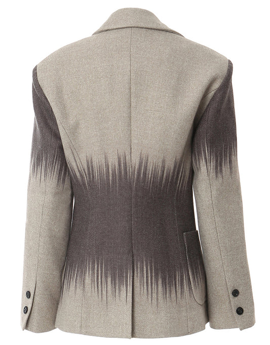 Veste féminine à un rang de boutons, avec col en pointe mordoré gris tendance, en couleurs contrastantes