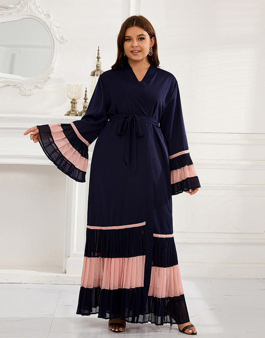 Robe Longue Élégante en Chiffon avec Manches Longues Évasées