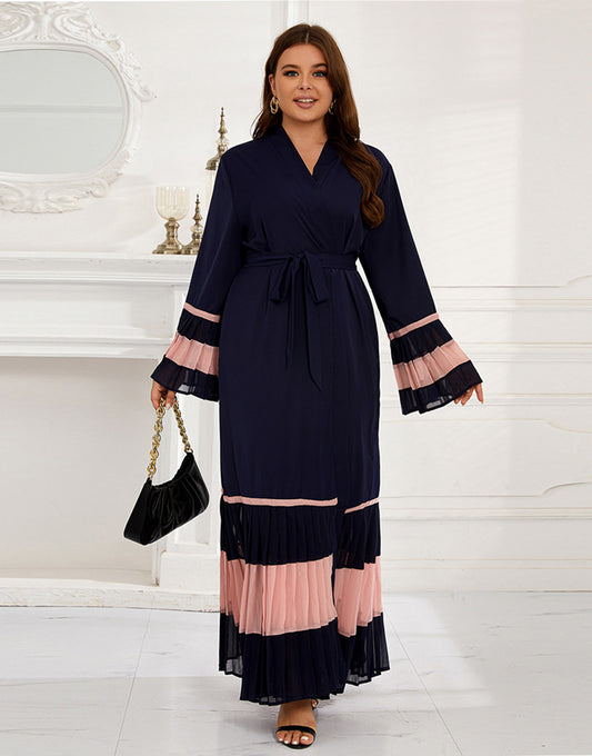 Robe Longue Élégante en Chiffon avec Manches Longues Évasées