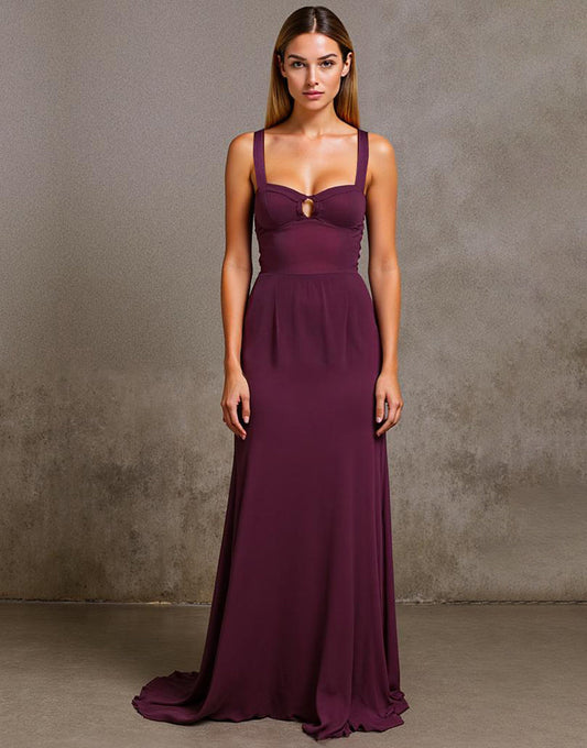 Robe longue formelle en fourreau prune