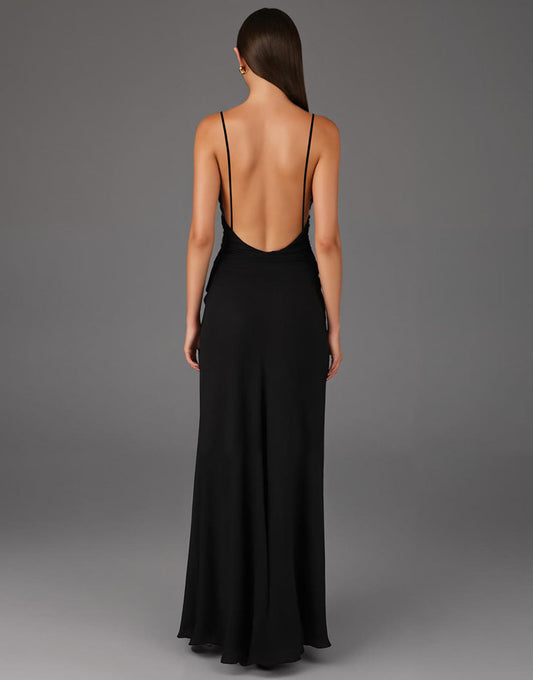 Robe fourreau à bretelles spaghetti noire