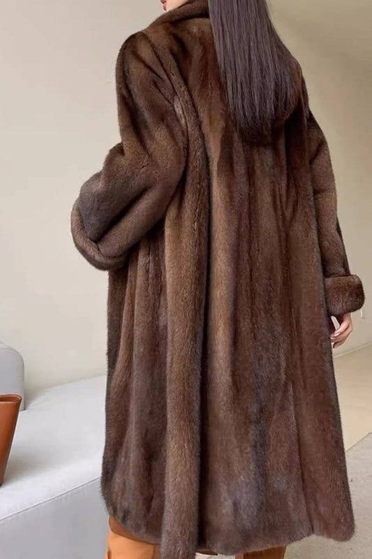 Café Ouvert Avant Fausse Fourrure Long Femmes Fluffy Coat