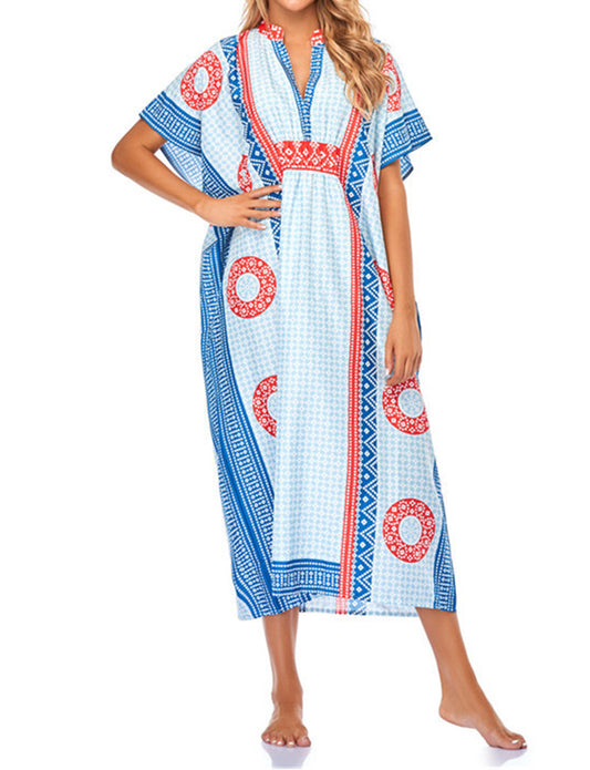 Robe de plage style bohème à séchage rapide pour femmes tunique sexy caftan