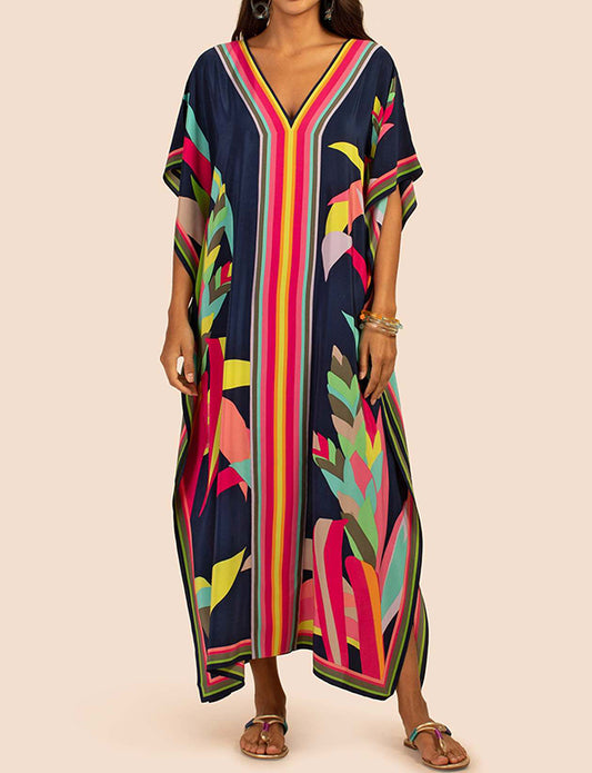 Robe de plage caftan imprimé femme