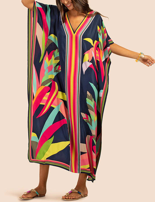 Robe de plage caftan imprimé femme
