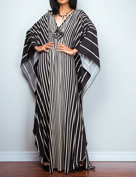 Robe maxi d'été décontractée à col en V Caftan