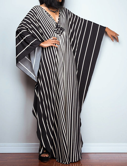 Robe maxi d'été décontractée à col en V Caftan