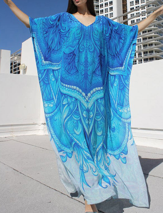 Peignoir ample smock de plage imprimé