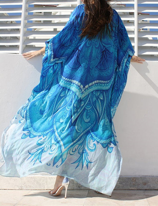 Peignoir ample smock de plage imprimé