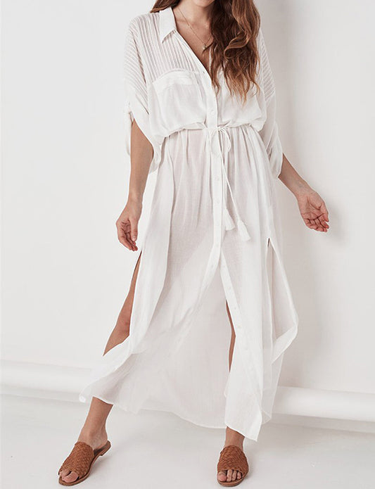 Peignoir de plage sexy avec taille en jacquard