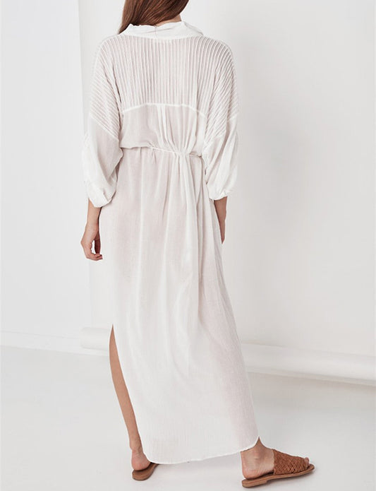 Peignoir de plage sexy avec taille en jacquard