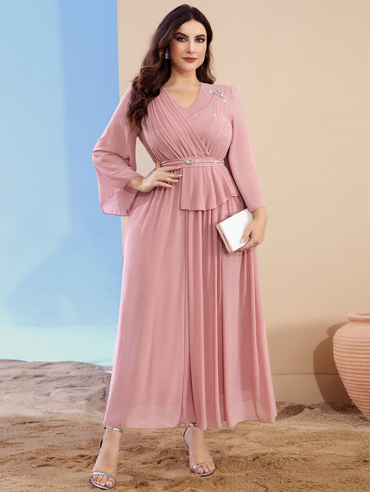 Caftan Mode Robe à strass cousue à la main