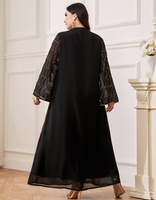 Robe Abaya Noire Brodée Grande Taille