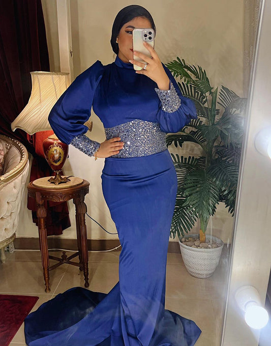 Robe De Soirée Sirène Bleu foncé
