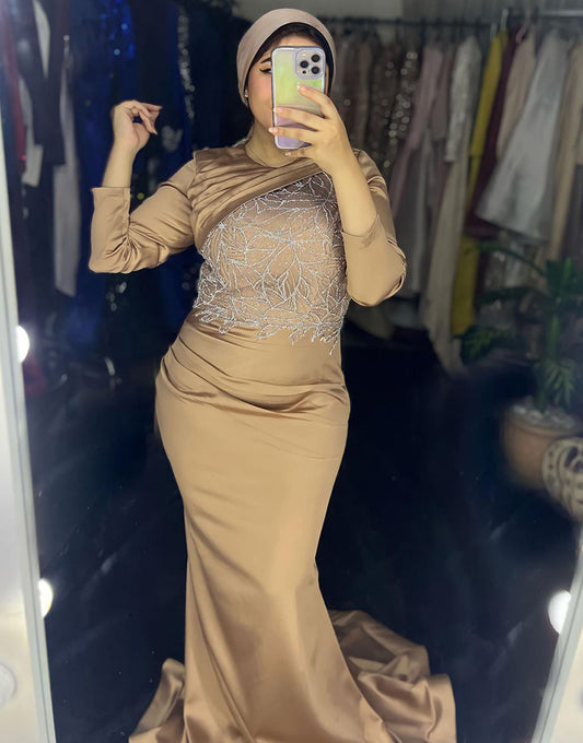 Robe De Soirée Sirène Marron