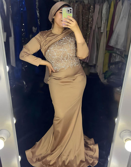 Robe De Soirée Sirène Marron