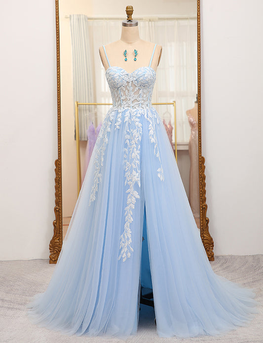 Robe de soirée longue à corset avec applications et fente