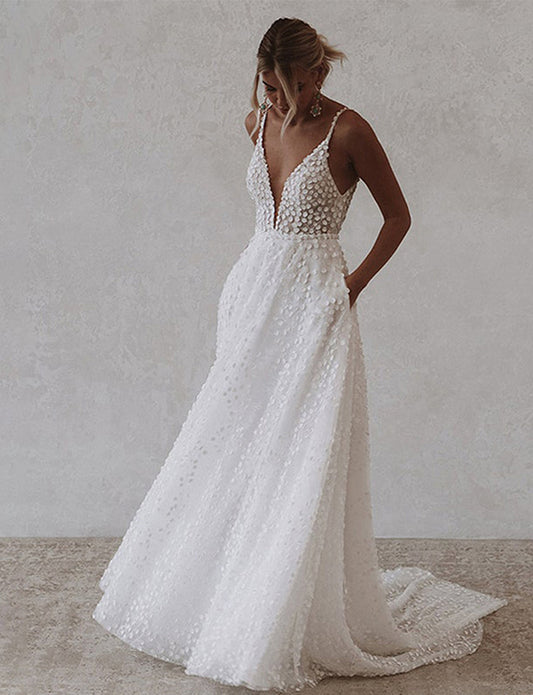 Robe de mariée boho à dos ouvert