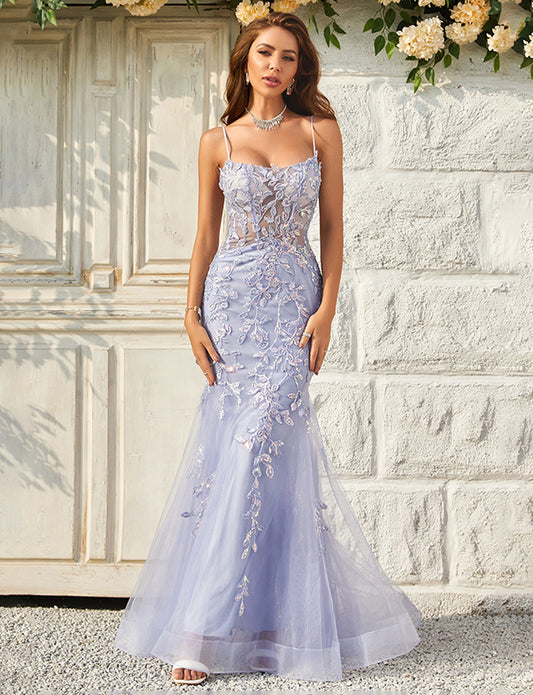 Sirène Violet Robe De Bal Longue Robe De Soirée Dos Nu