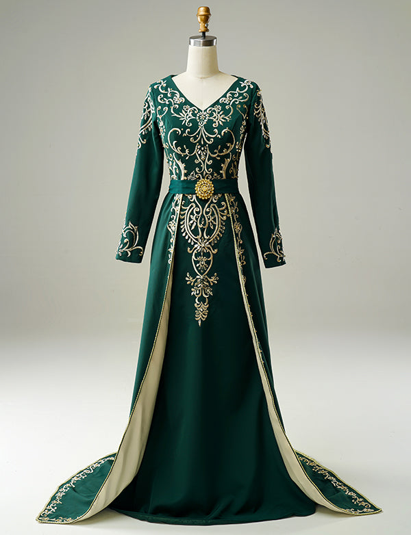 Vert Robe Orientale avec Broderie Vert Robe Orientale avec Broderie