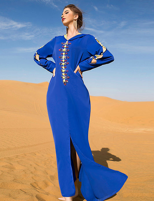 Robe Djellaba Bleu Royal Pour Femmes