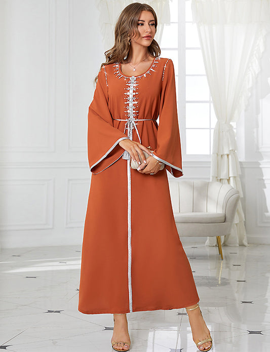 Robe Traditionnelle Arabe Strass Orange