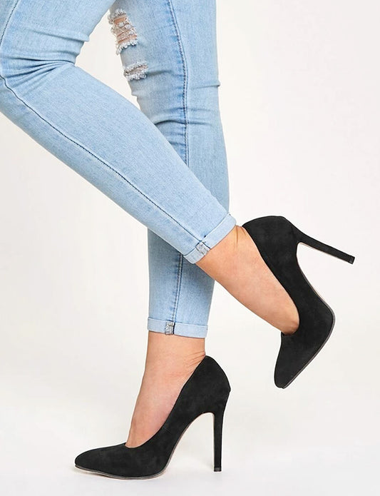 Chaussures à Talons Aiguilles en Suédine à Bout Pointu