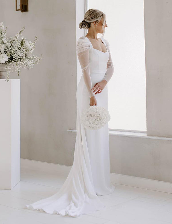 Robe de Mariée Simple Dos Nu