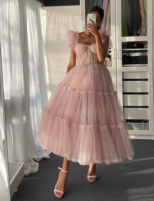 Robe de Bal en Tulle Rose