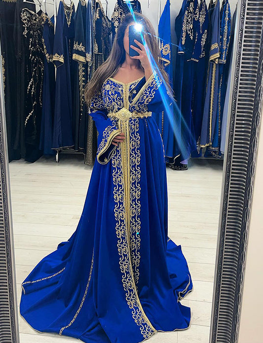 Caftan Satin Bleu Royal