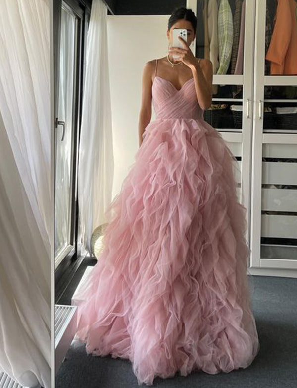 Robe de Soirée Dos Nu en Tulle Rose