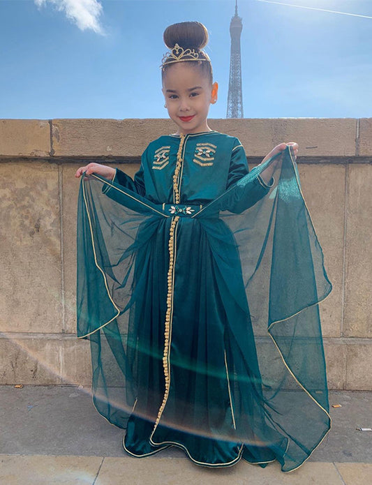 Robe Caftan Fille en Satin