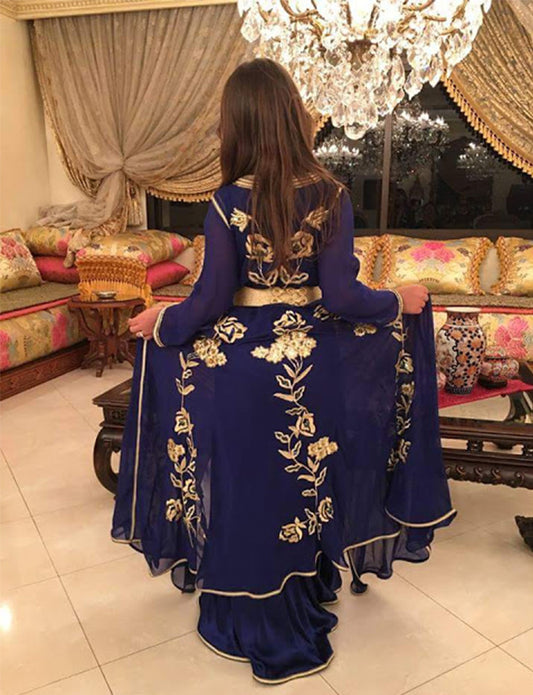 Takchita Mousseline Petite Fille Bleu Marine