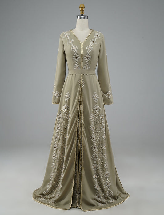 Robe de Soirée Caftan Marocain Grise