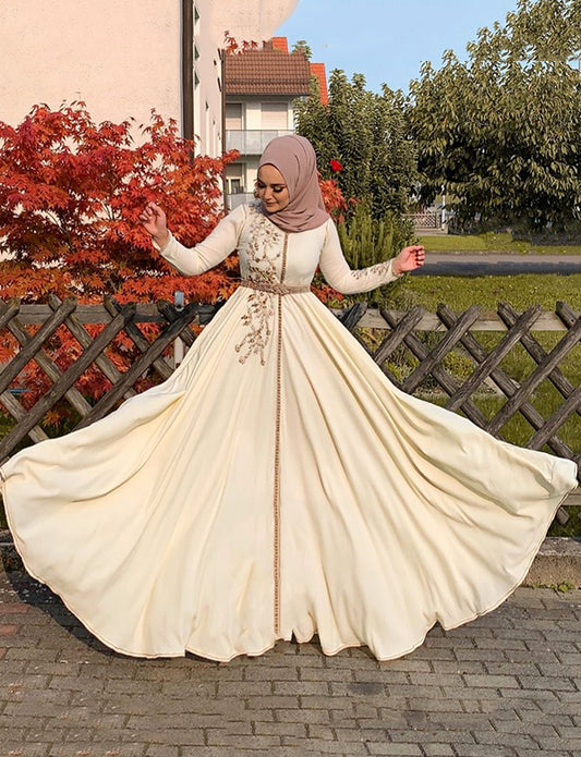 Caftan Marocain Simple Ivoire