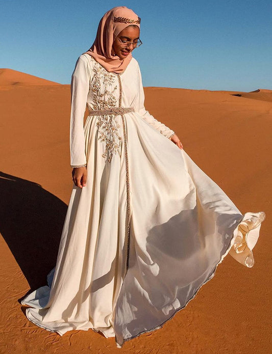 Caftan Marocain Simple Ivoire