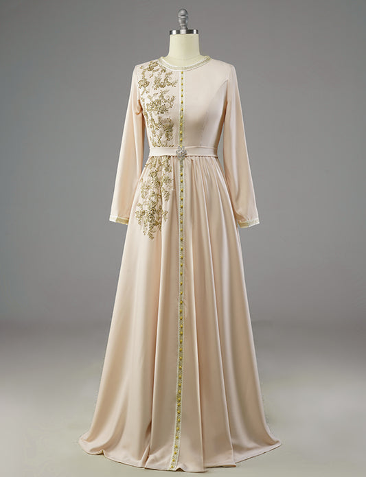 Caftan Marocain Simple Champagne