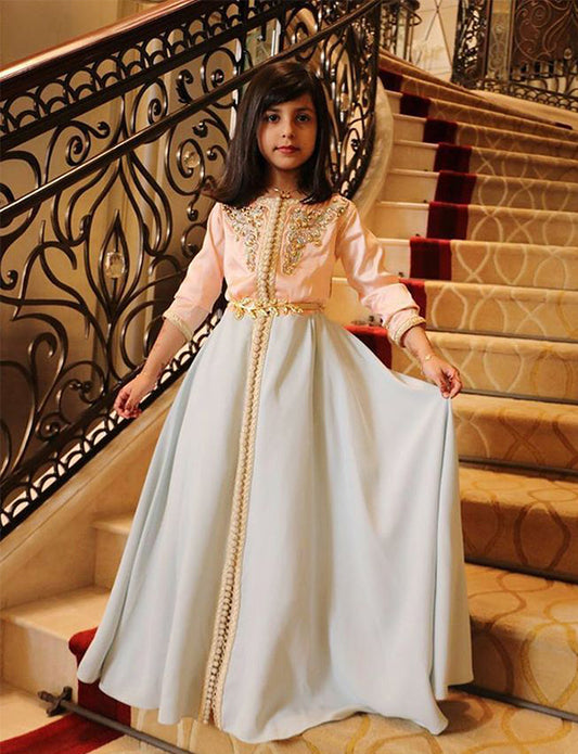 Caftan Petite Fille Rose et Bleu