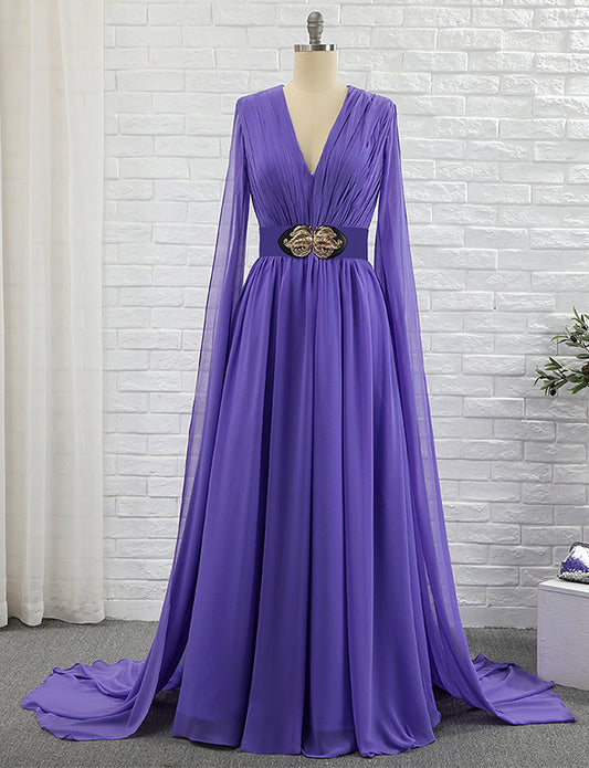 Robe de Soirée Violet en Mousseline
