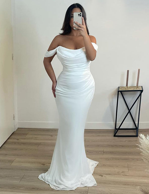 Robe de Soirée Sirène en Satin à Une Épaule Robe Cocktail Mariage –  Dressself