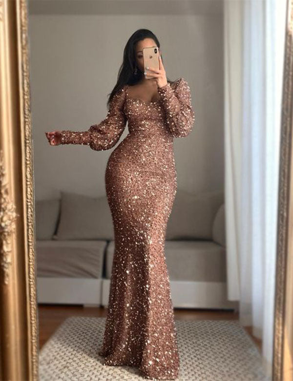 Robe de soirée longue à paillettes