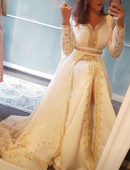 Caftan Marocain en Dentelle Blanc