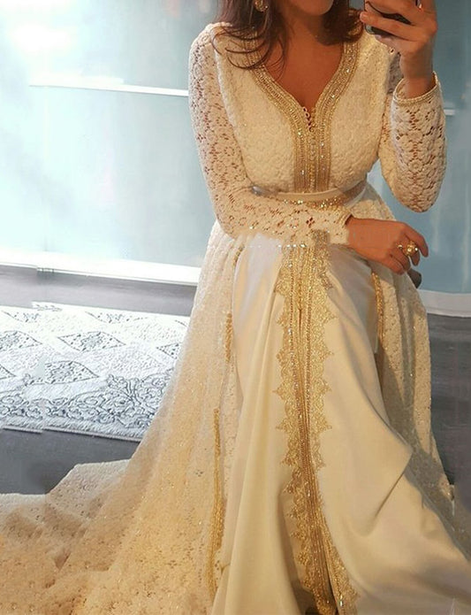 Caftan Marocain en Dentelle Blanc