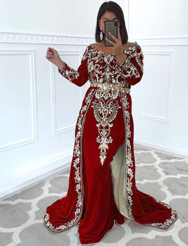 Vert Robe Orientale avec Broderie Vert Robe Orientale avec Broderie