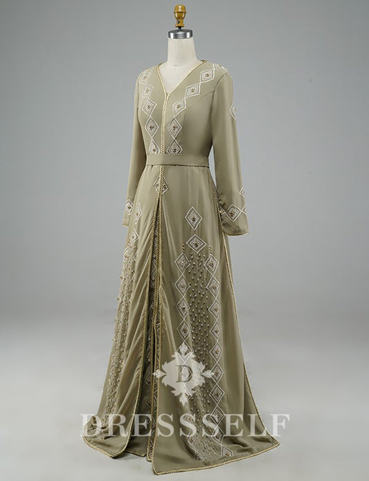 Robe de Soirée Caftan Marocain Grise