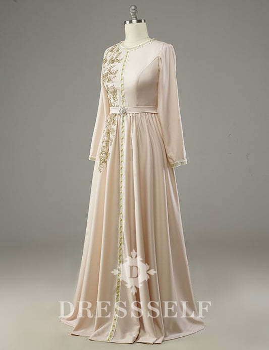 Caftan Marocain Simple Champagne