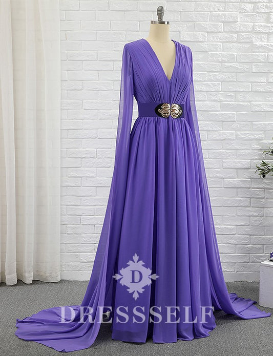 Robe de Soirée Violet en Mousseline
