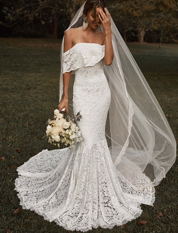 Dressself Robe de Mariée Bohème en Dentelle Sirène