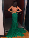 Robe de bal de fin d'année sirène à bretelles spaghetti